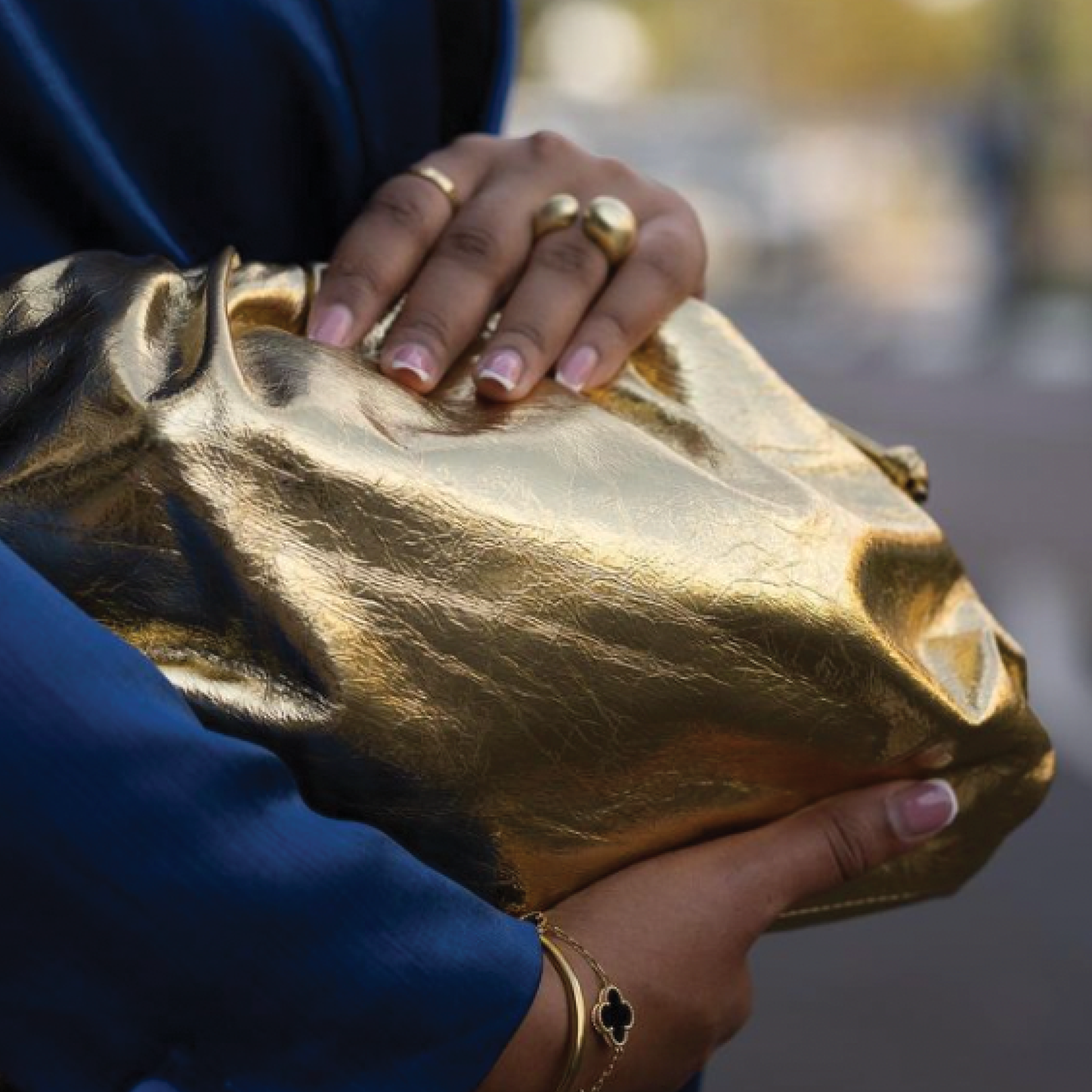 Maxi Gold Metallic Clutch